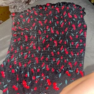 Black tube top with cherrys